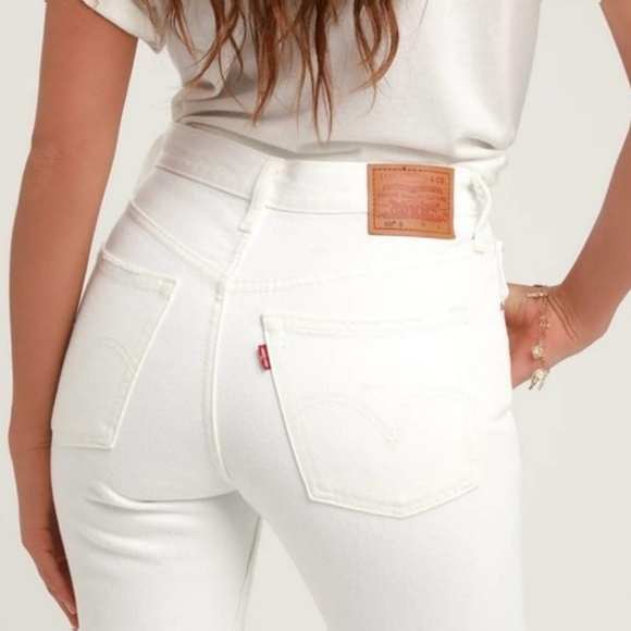Levi's Premium 501 S White Distressed Jeans in Don't Mind if I do White - Picture 6 of 16